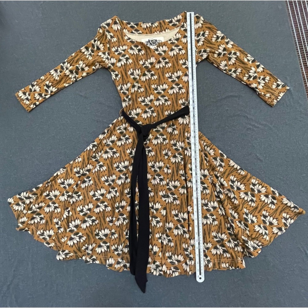 Effie's Heart Colette Susan Dress Sz Small Mustard Floral Tie Waist NWT - Picture 13 of 16